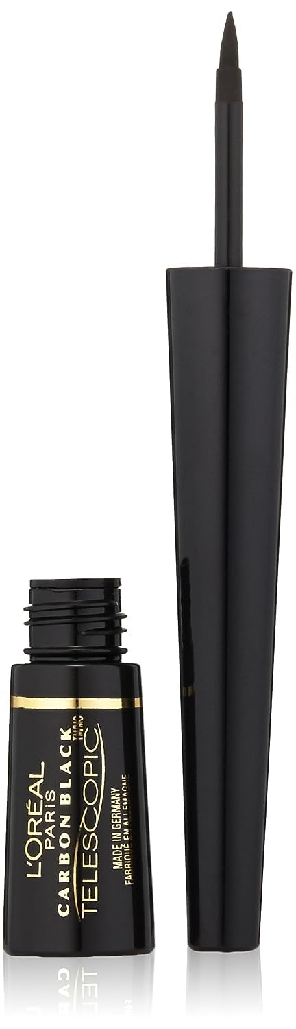 L'Oreal Paris Telescopic Precision Liquid Eyeliner - Carbon Black, 0.08 oz | Smudge-Proof & Long-Lasting
