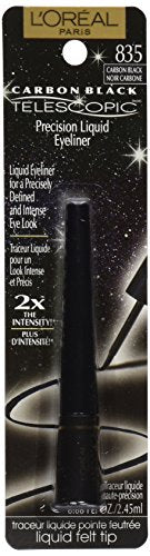 L'Oreal Paris Telescopic Precision Liquid Eyeliner - Carbon Black, 0.08 oz | Smudge-Proof & Long-Lasting