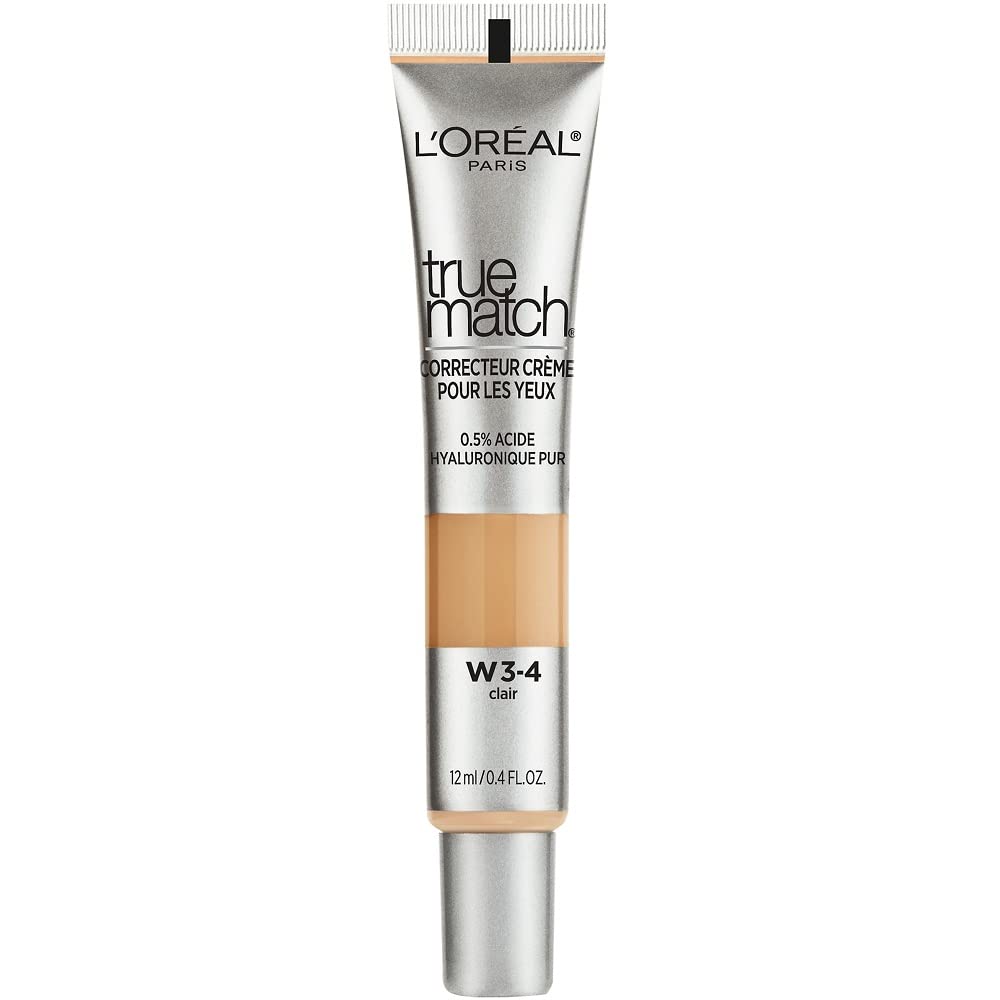 L’Oréal Paris True Match Eye Cream in a Concealer — 0.5% Hyaluronic Acid, Light W3-4, 0.4 fl oz