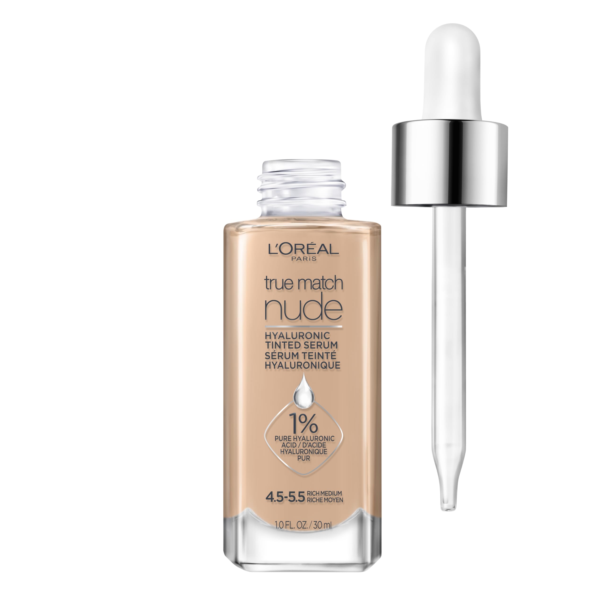 L'Oreal Paris True Match Nude Hyaluronic Serum Foundation Rich Medium 4.5-5.5 – 1 fl oz