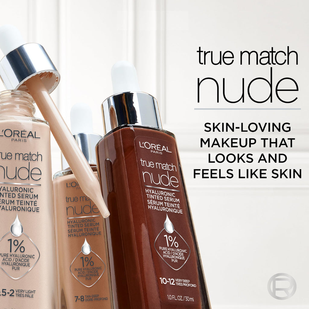 L'Oreal Paris True Match Nude Hyaluronic Tinted Serum Foundation – Medium Deep 8.5-9.5 | Hydrating Tint
