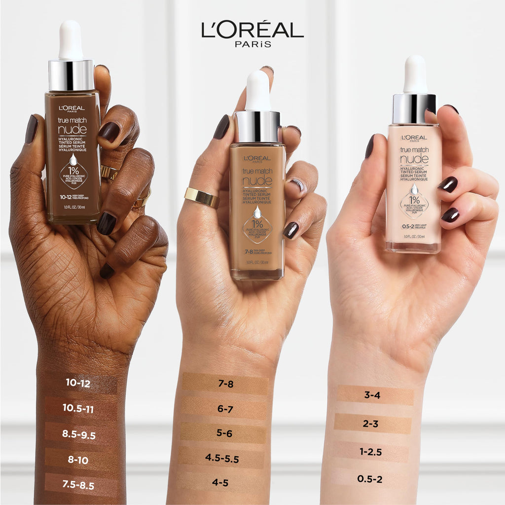 L'Oreal Paris True Match Nude Hyaluronic Tinted Serum Foundation – Medium Deep 8.5-9.5 | Hydrating Tint