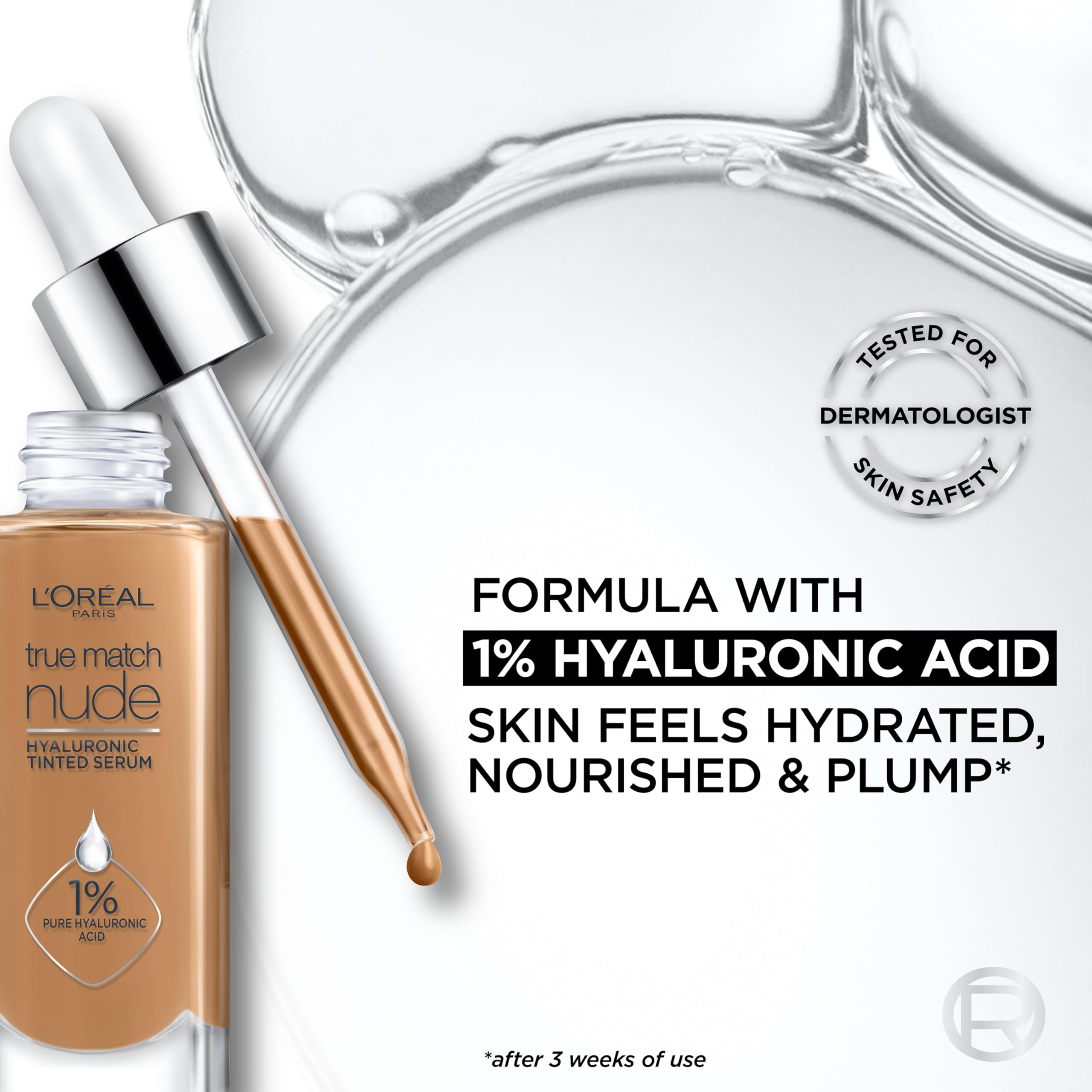L'Oreal Paris True Match Nude Hyaluronic Tinted Serum Foundation – Medium Deep 8.5-9.5 | Hydrating Tint