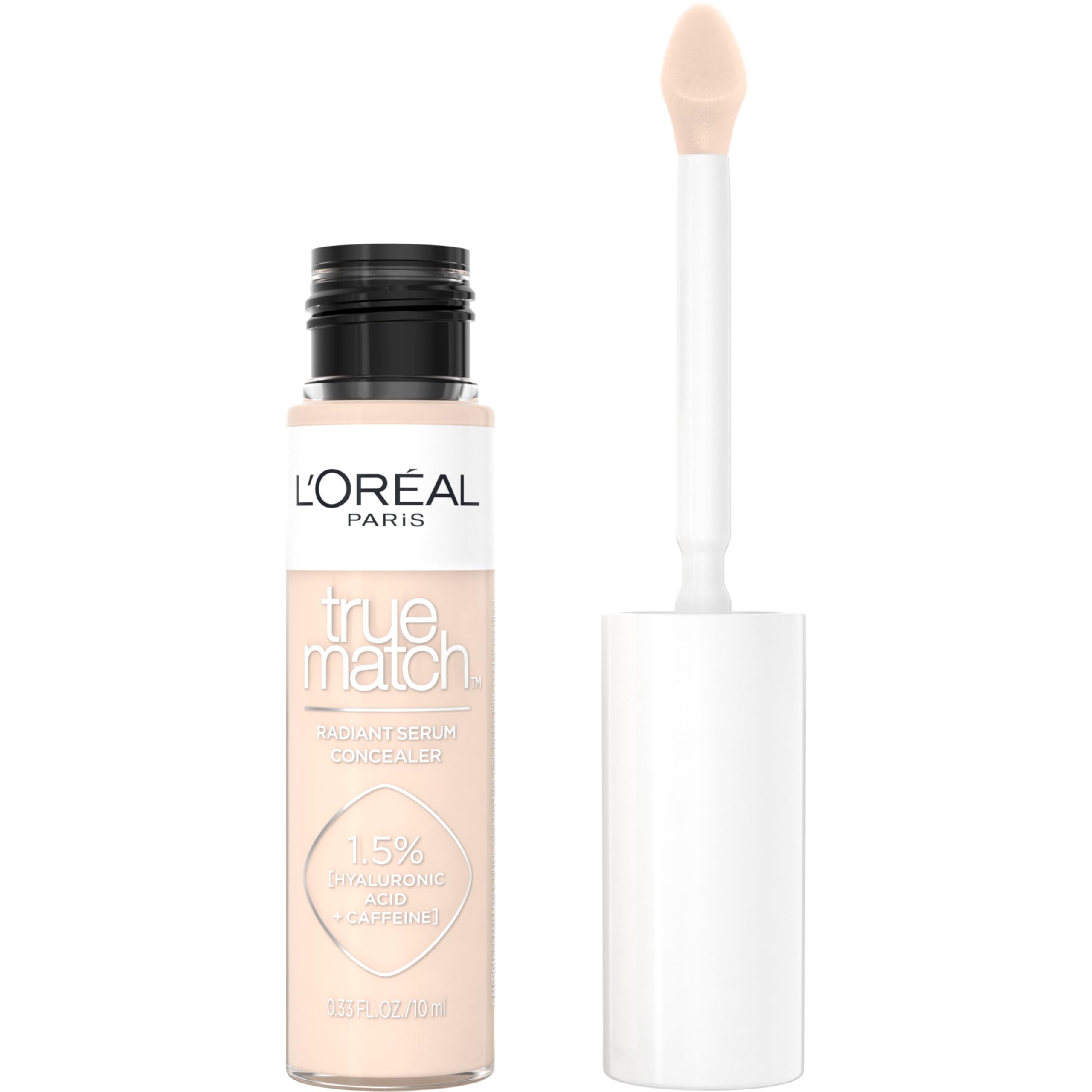 L'Oreal Paris True Match Radiant Serum Concealer – Brightening Under Eye with 1.5% Hyaluronic Acid & Caffeine, 0.33 oz