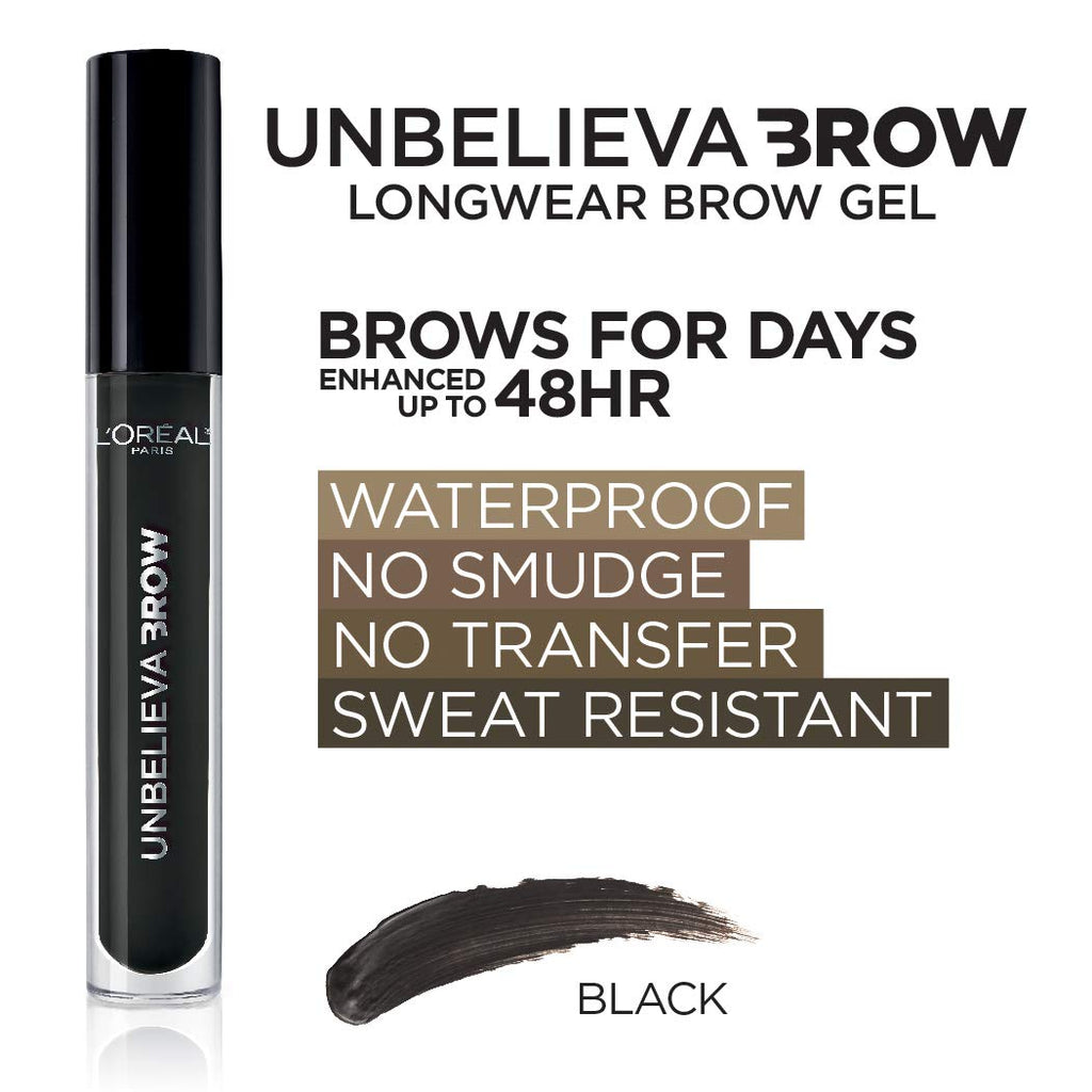L'Oréal Paris Unbelieva-Brow Longwear Waterproof Tinted Brow Gel - Black, 0.15 fl oz