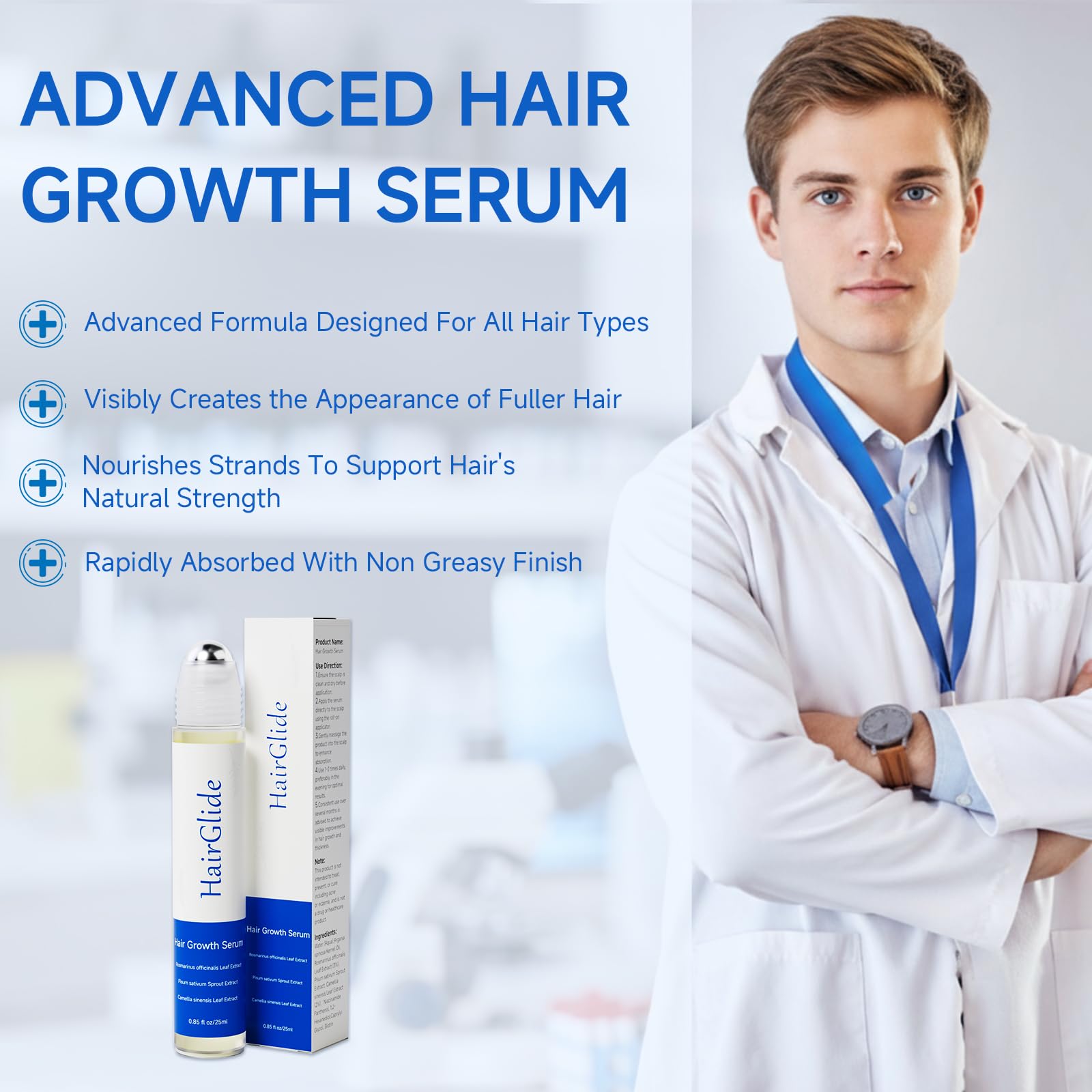 LOREVIYA Hair Growth Serum Roll On – Rosemary Oil for Thicker, Fuller Hair (25ml)