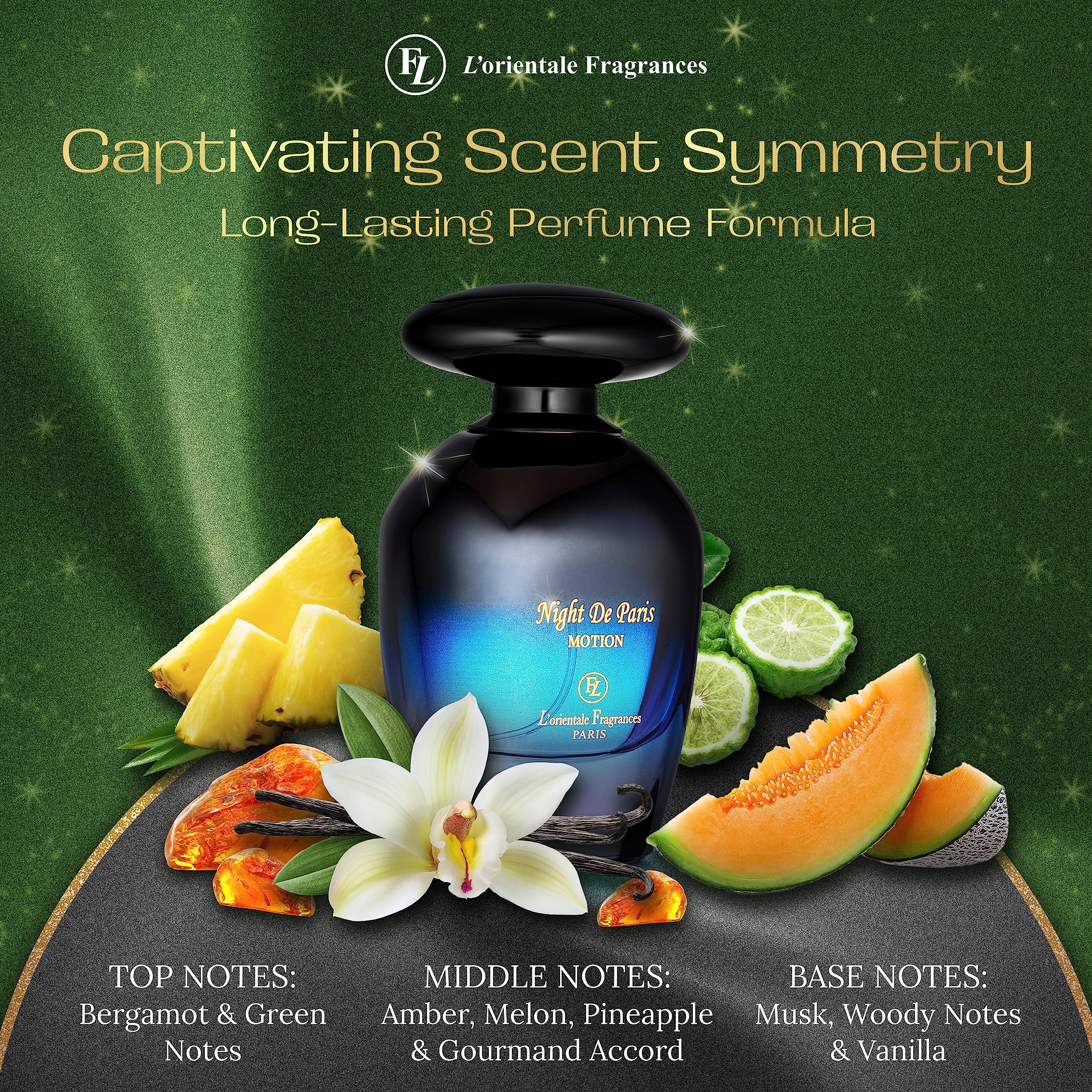 L'Orientale Fragrances Night De Paris in Motion 100ml – Oil-Based Amber Vanilla EDP
