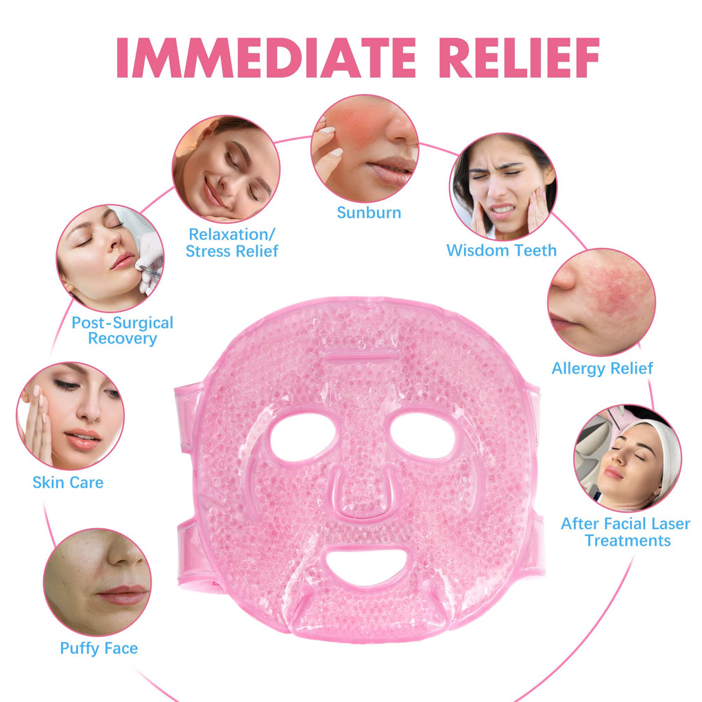 LotFancy Face Ice Pack — Reusable Gel Bead Cold/Hot Mask (Pack of 2)