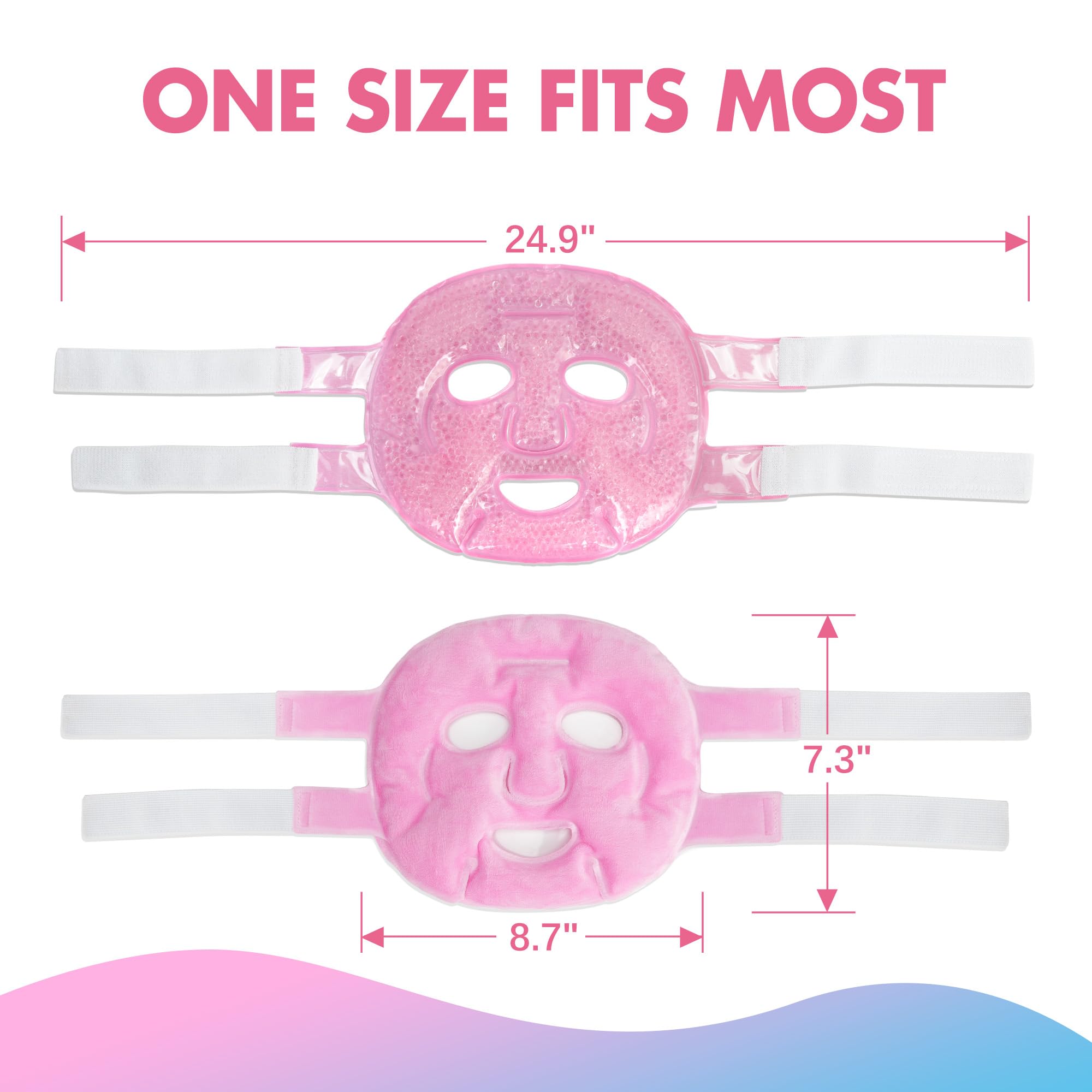 LotFancy Face Ice Pack — Reusable Gel Bead Cold/Hot Mask (Pack of 2)