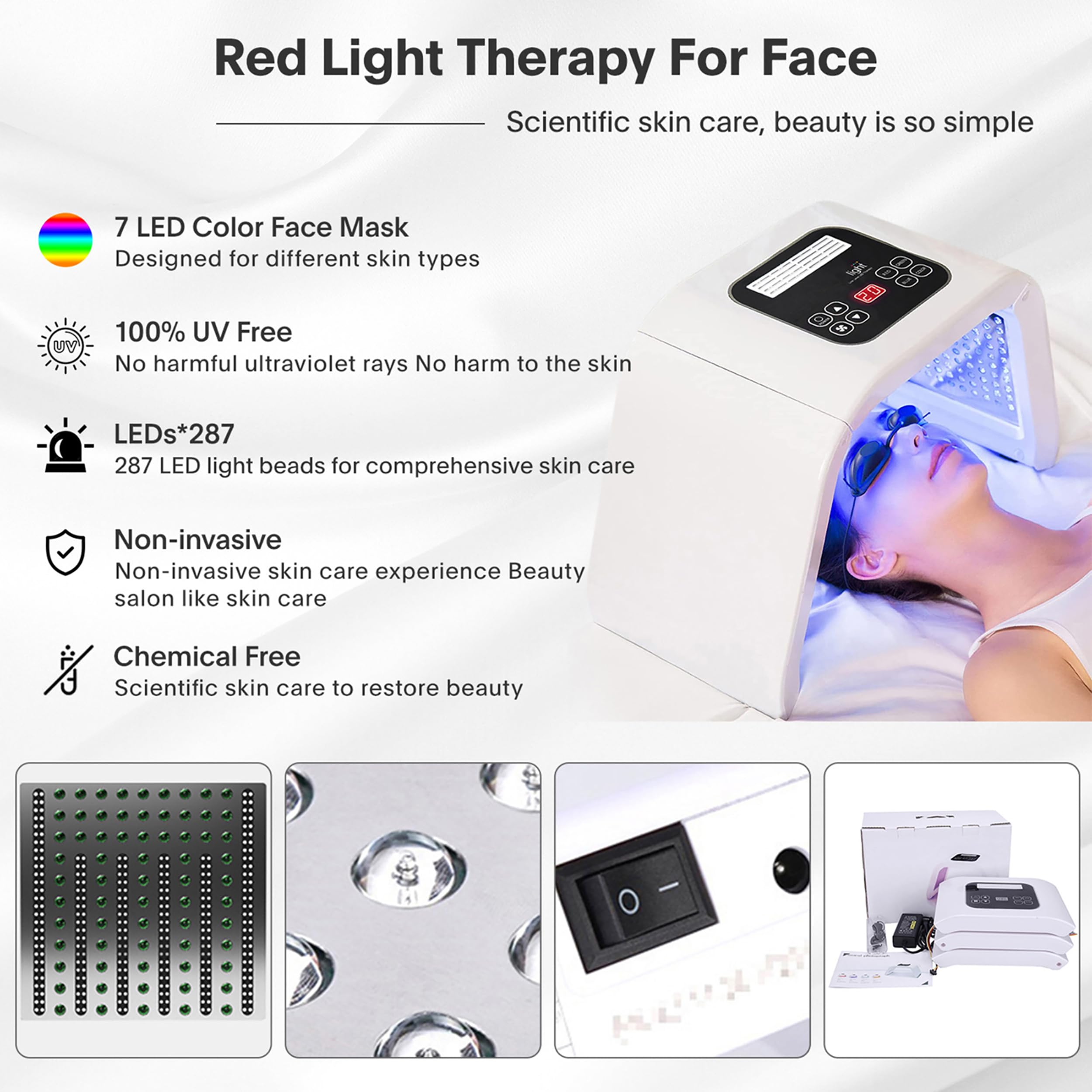LOUDYKACA Red Light Therapy for Face – 7-Color LED Mask for Spa-Quality Skin Care