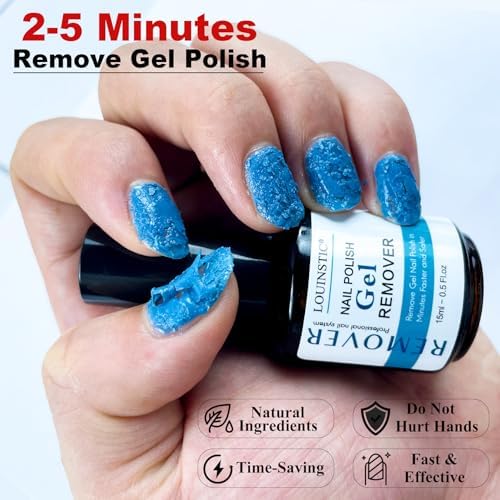 LOUINSTIC 2×15 ml Easy & Quick Gel Nail Remover Kit – Acetone-Free, No Soak, 2–5 Minute Removal