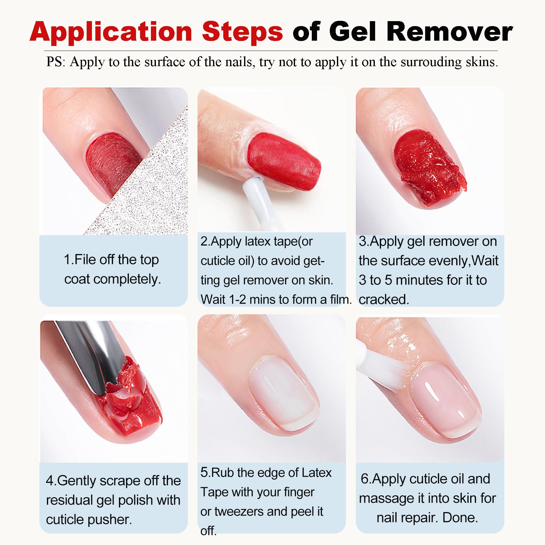 LOUINSTIC Gel Nail Polish Remover Kit – 2pcs Removers, Nail Pusher & Scraper, 2 Files, Quick 2–5 Minute Home Removal