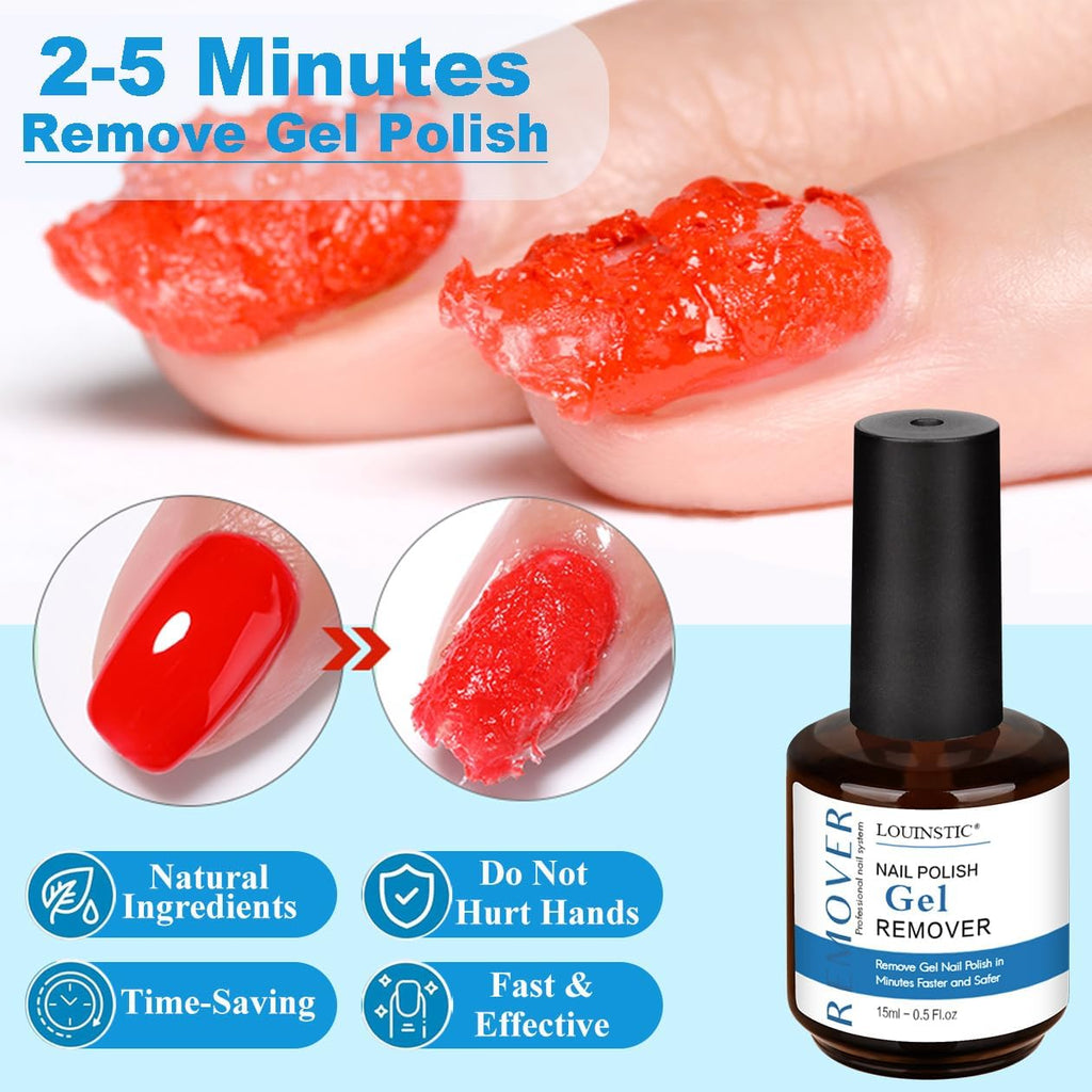 Louinstic Gel Polish Remover Kit – Fast 2-5 Minute Gel Removal, No Soak