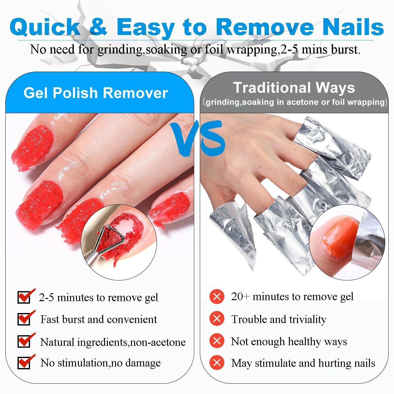 LOUINSTIC 3-in-1 Gel Nail Remover Kit – Acetone-Free, Low Odor, Peel-Off Latex, Cuticle Oil
