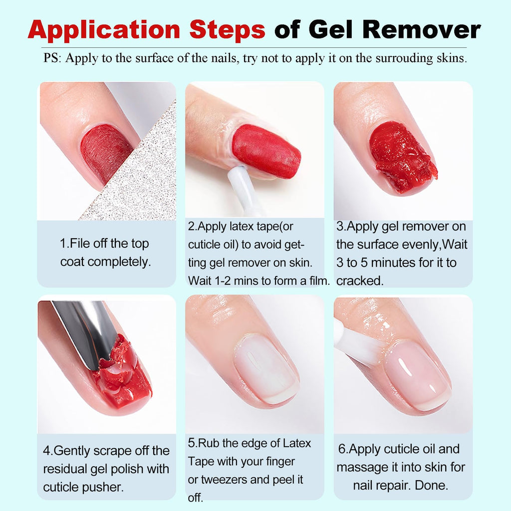 LOUINSTIC Gel Nail Polish Remover & Liquid Latex Kit – Fast 2–5 Minute Removal, Low Irritation, No Foil
