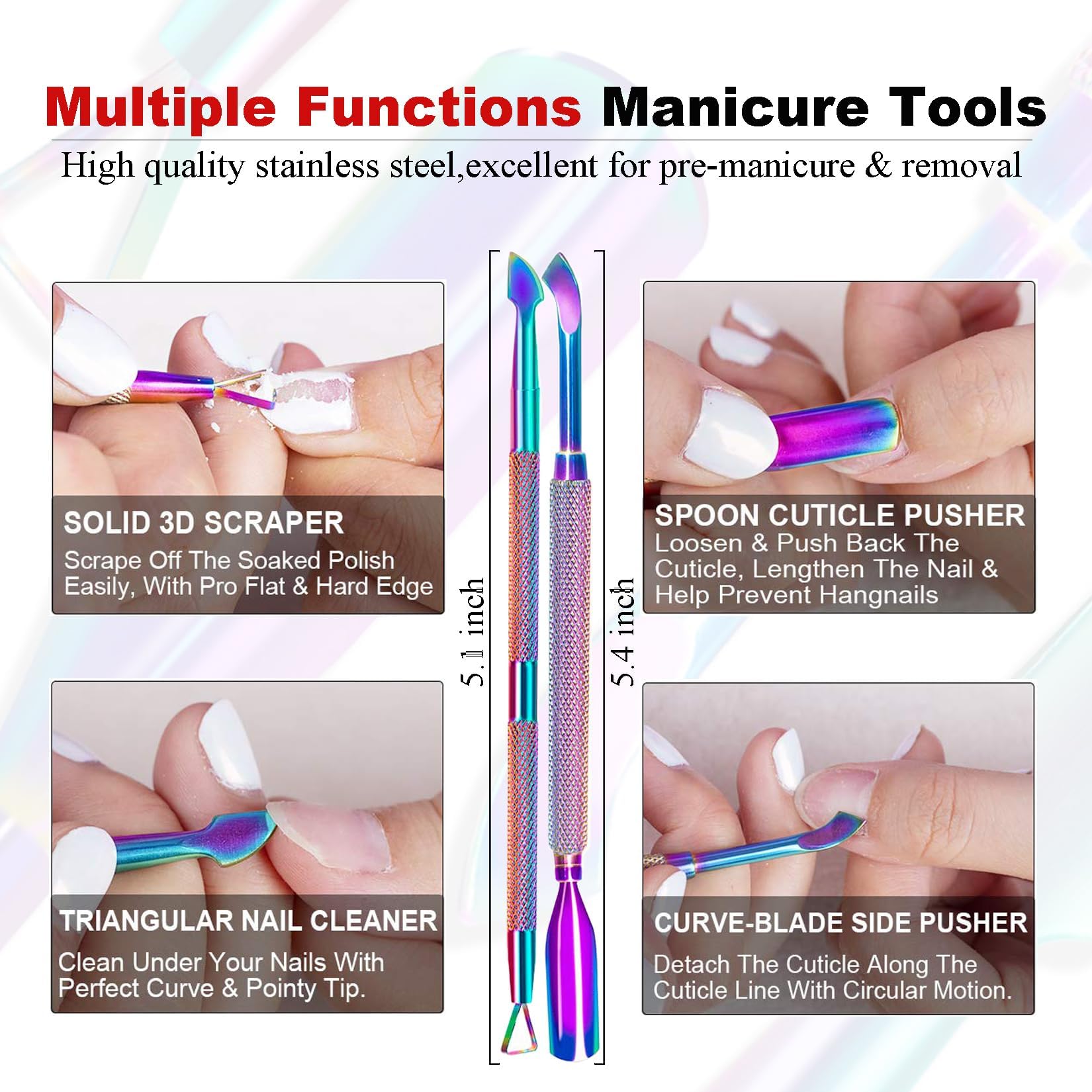 LOUINSTIC Gel Nail Polish Remover Kit – 2x15ml, Cuticle Pusher & Nail File