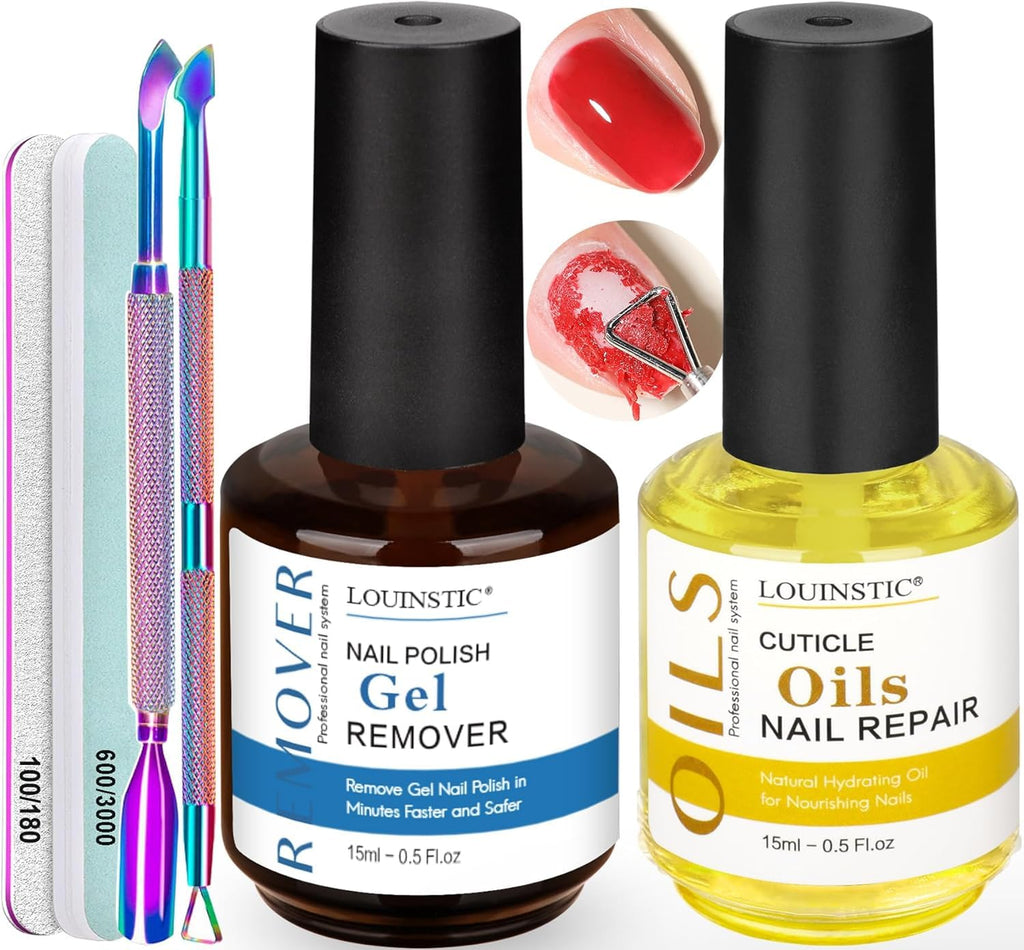 Louinstic Gel Polish Remover Kit – Fast 2-5 Minute Gel Removal, No Soak