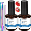 LOUINSTIC Gel Nail Polish Remover Kit – 2pcs Removers, Nail Pusher & Scraper, 2 Files, Quick 2–5 Minute Home Removal