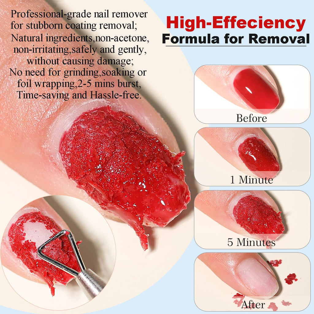Louinstic Gel Polish Remover Kit – 45ml, Fast 2–5 Minute Gel Removal, Acetone-Free & Gentle, Includes 3 Bottles + 2 Files