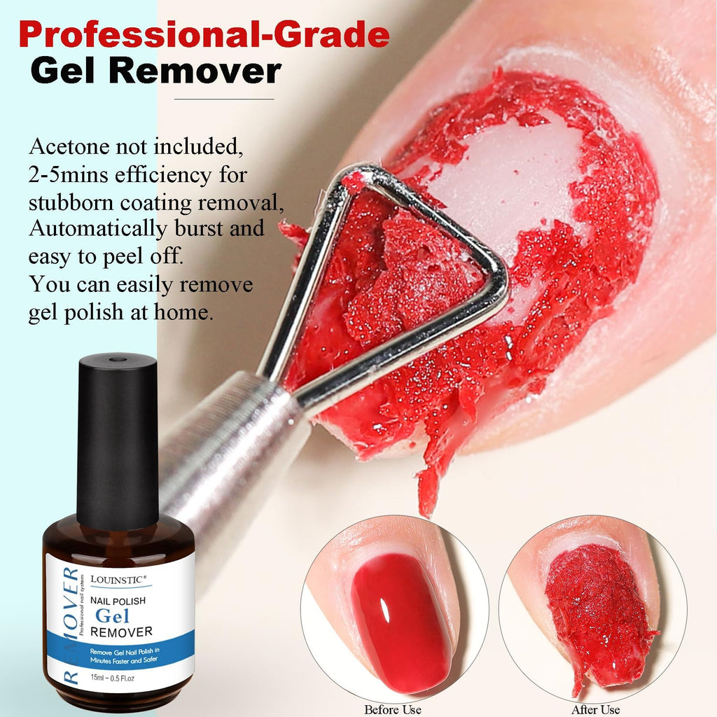 LOUINSTIC Gel Nail Polish Remover & Liquid Latex Kit – Fast 2–5 Minute Removal, Low Irritation, No Foil