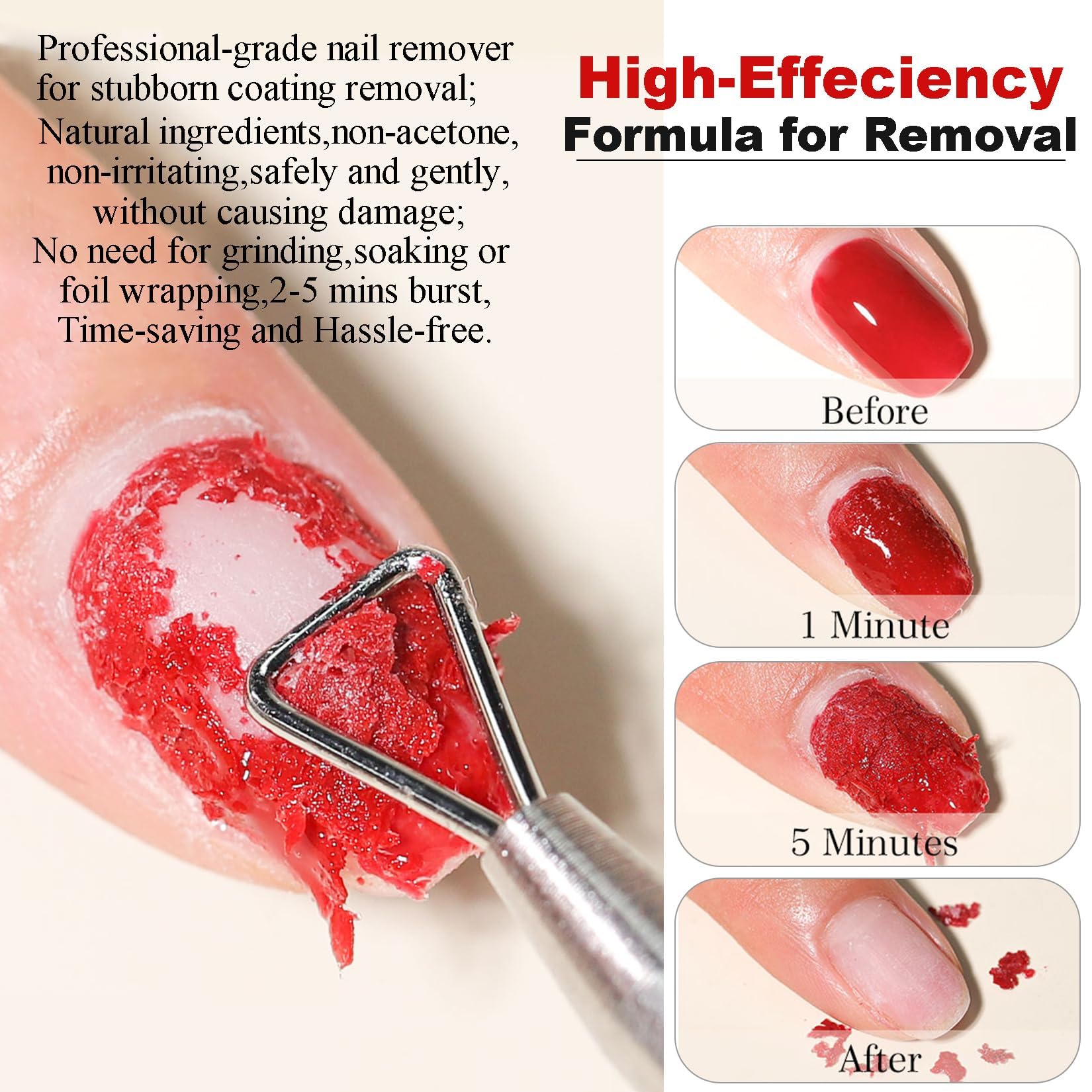 LOUINSTIC 3-in-1 Gel Nail Remover Kit – Acetone-Free, Low Odor, Peel-Off Latex, Cuticle Oil