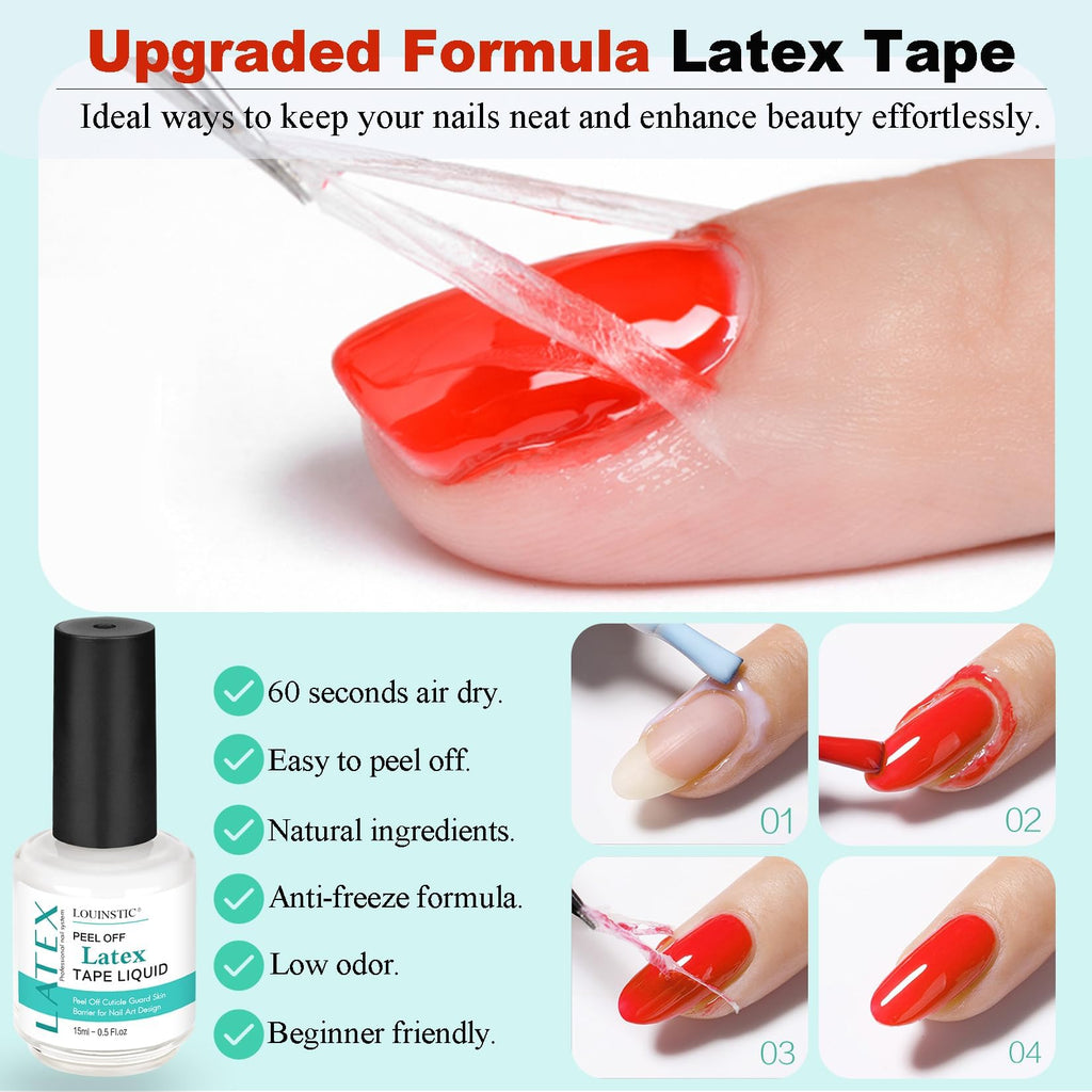 LOUINSTIC Gel Nail Polish Remover & Liquid Latex Kit – Fast 2–5 Minute Removal, Low Irritation, No Foil