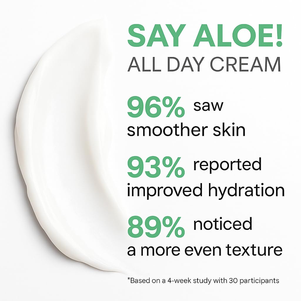 LOUMI Skincare Say Aloe All-Day Face Cream | Aloe Vera + Hyaluronic Acid Hydration | Vegan & Cruelty-Free