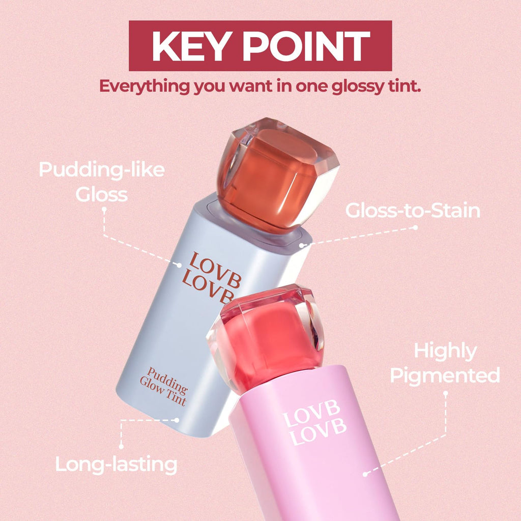 LOVB LOVB Pudding Glow Lip Tint | Long-Lasting Gloss-to-Stain in Candy Berry – Lightweight, Transfer-Proof Color