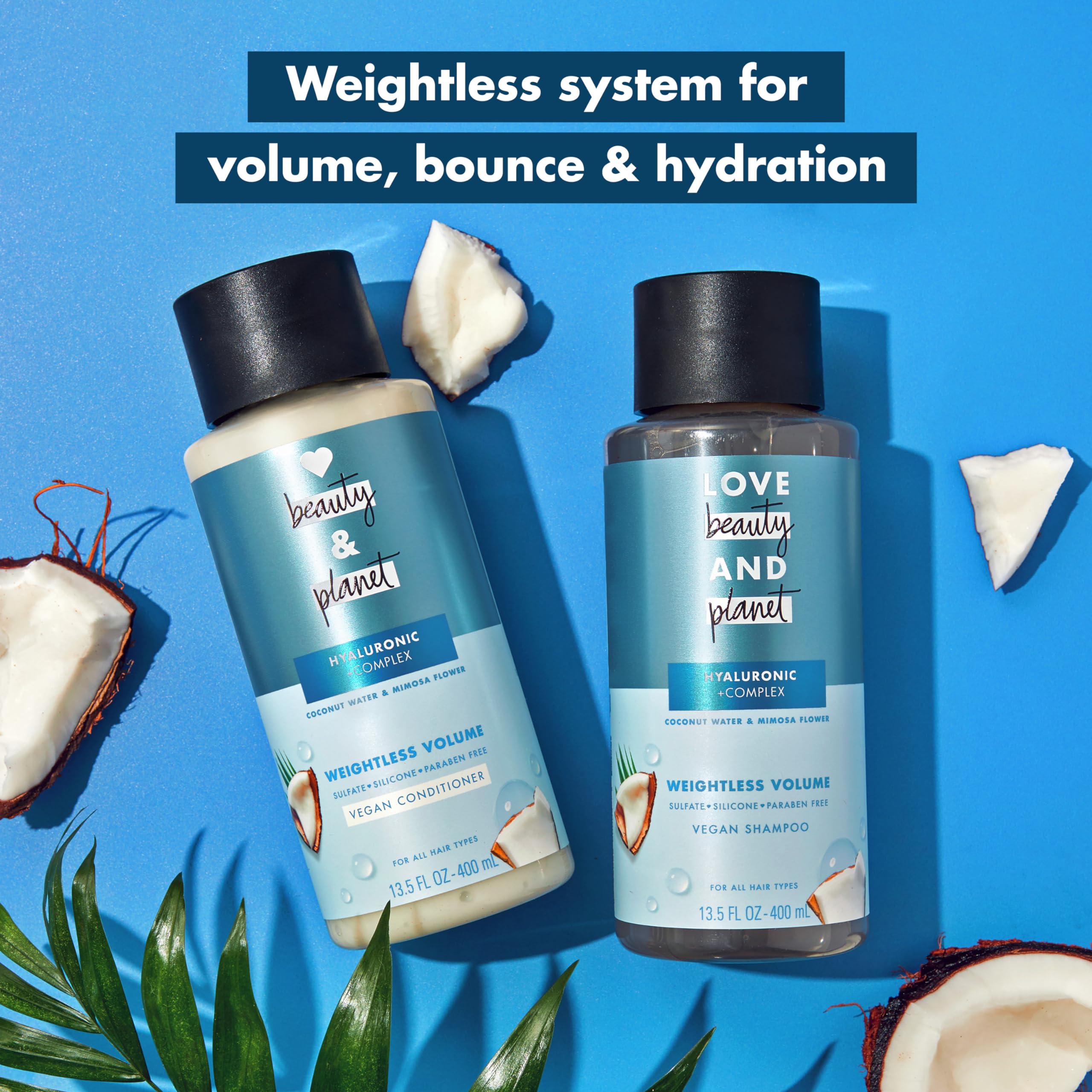 Love Beauty and Planet Weightless Volume Shampoo – Hyaluronic Acid, Coconut Water & Mimosa Flower