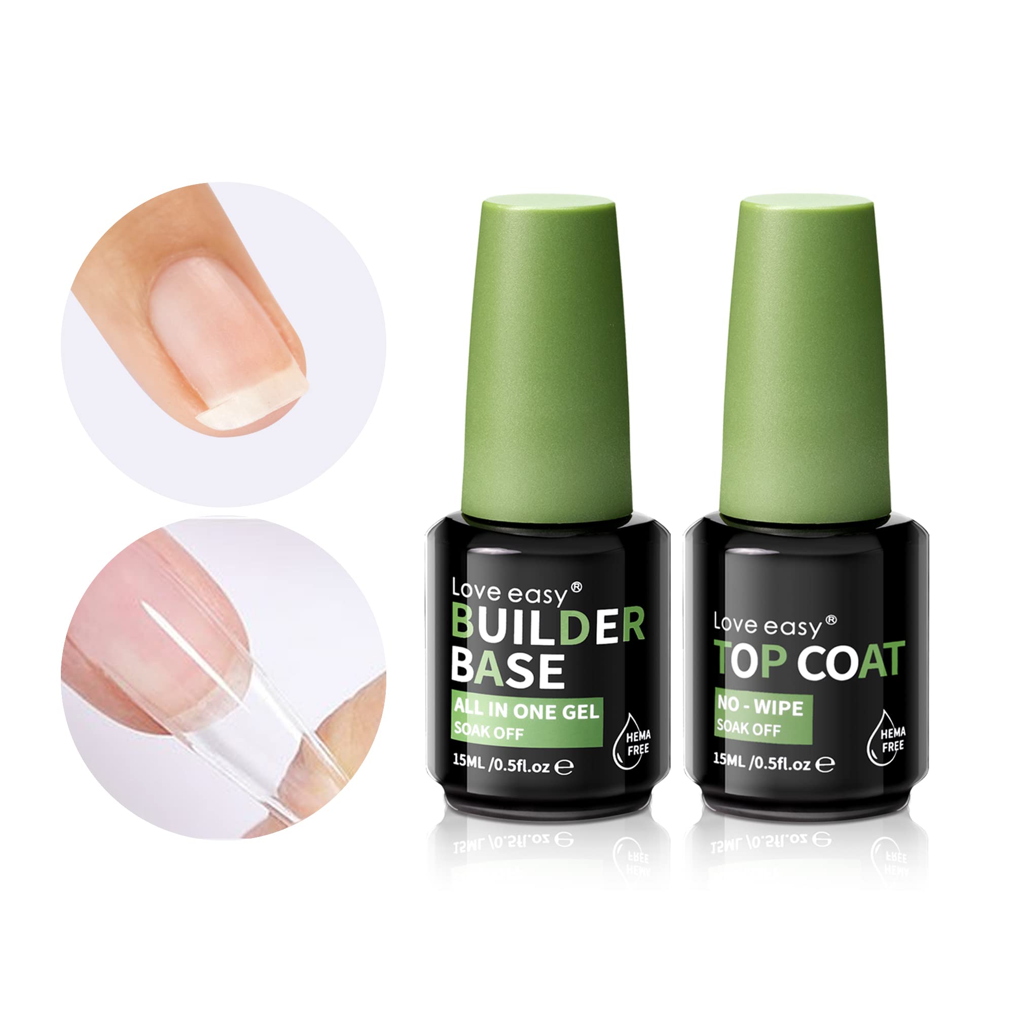 Love Easy Hema Free Builder Gel – Hypoallergenic Builder Base & Top Coat for 28-Day Wear | Gift for Women