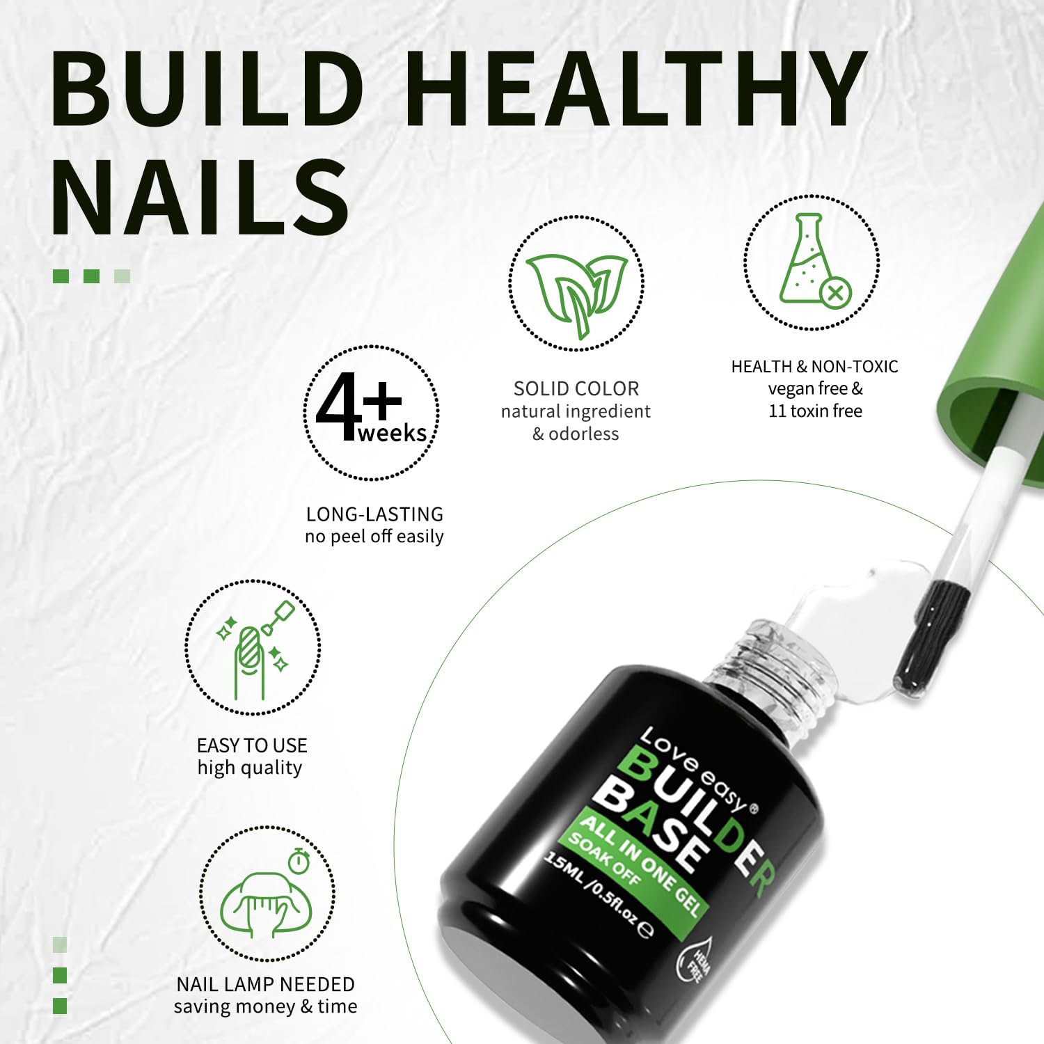 Love Easy Hema Free Builder Gel – Hypoallergenic Builder Base & Top Coat for 28-Day Wear | Gift for Women