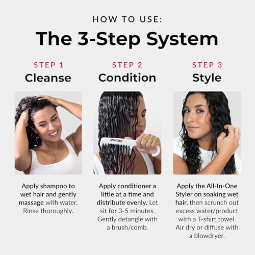 Love Ur Curls - 3-Step Shampoo & Conditioner Set with All-in-One Curl Styler for Wavy Hair