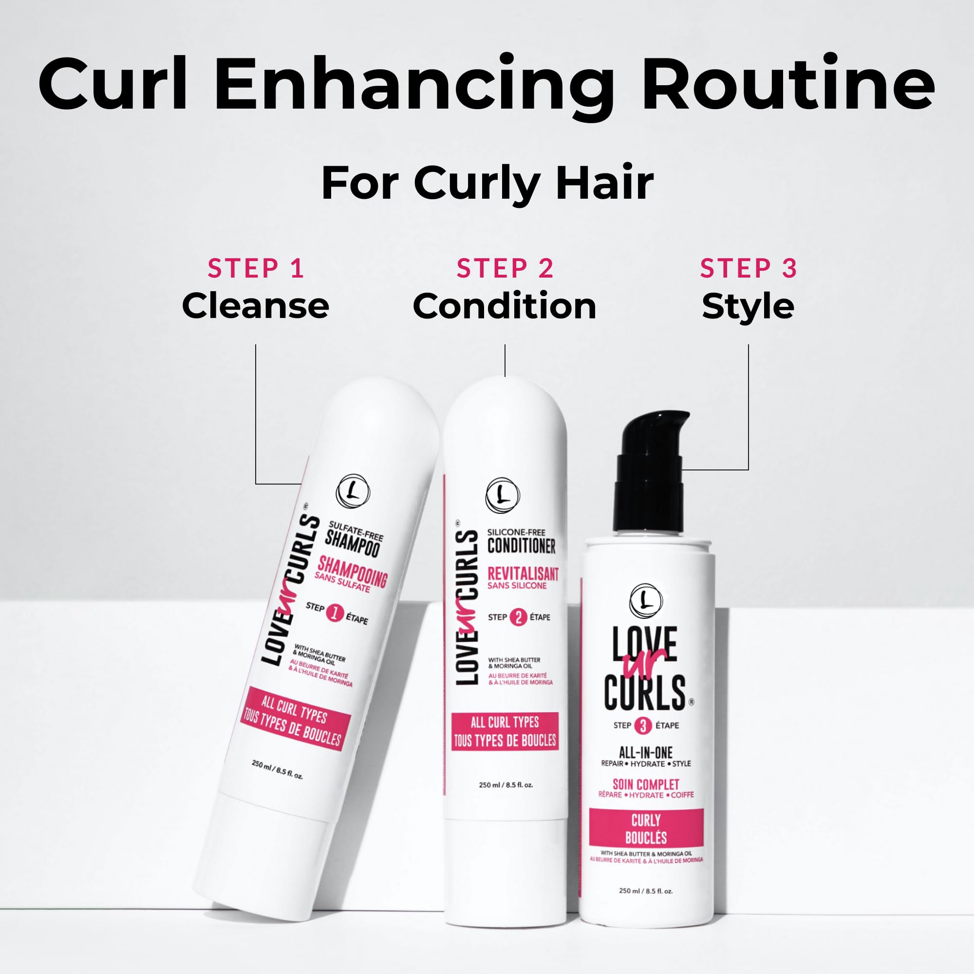 Love Ur Curls - 3-Step Shampoo, Conditioner & All-in-One Curl Styler for Curly Hair