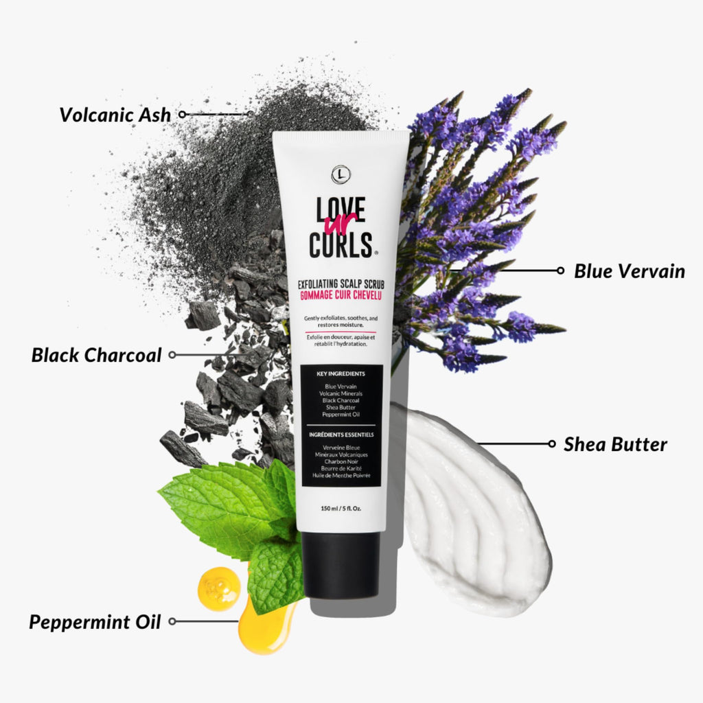 Love Ur Curls Exfoliating Scalp Scrub – Pre-Shampoo Buildup Removal, Peppermint, 150mL