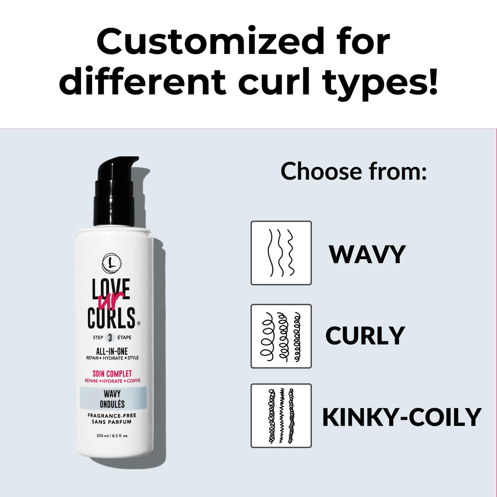 Love Ur Curls Fragrance-Free All-in-One Curl Styler for Wavy Hair – Define, Hydrate & Repair (250 mL)