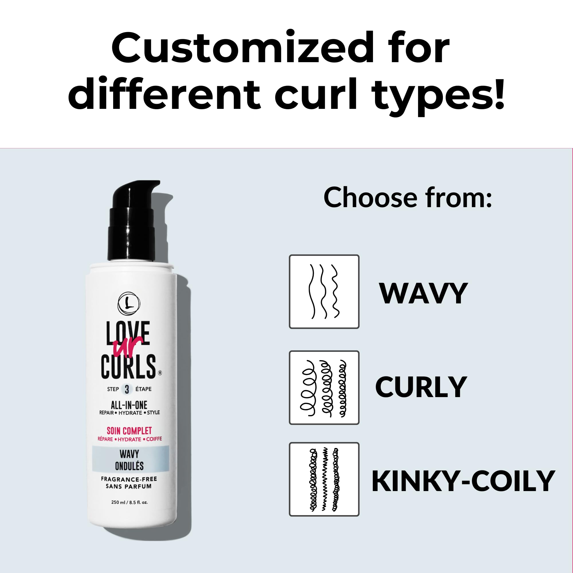 Love Ur Curls Fragrance-Free All-in-One Curl Styler for Wavy Hair – Define, Hydrate & Repair (250 mL)