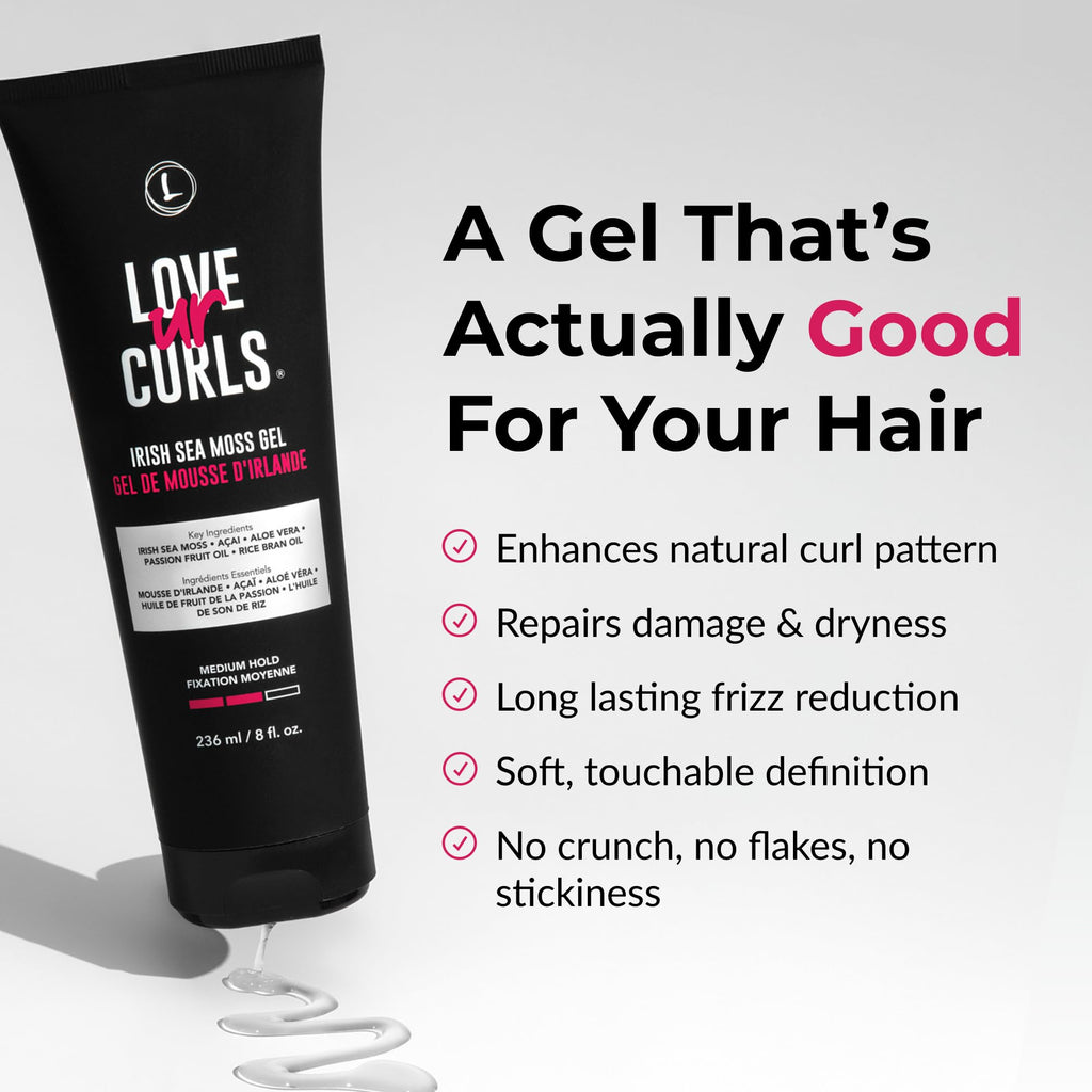 Love Ur Curls Irish Sea Moss Hair Gel — Medium Hold, Vegan & Cruelty-Free, 236mL