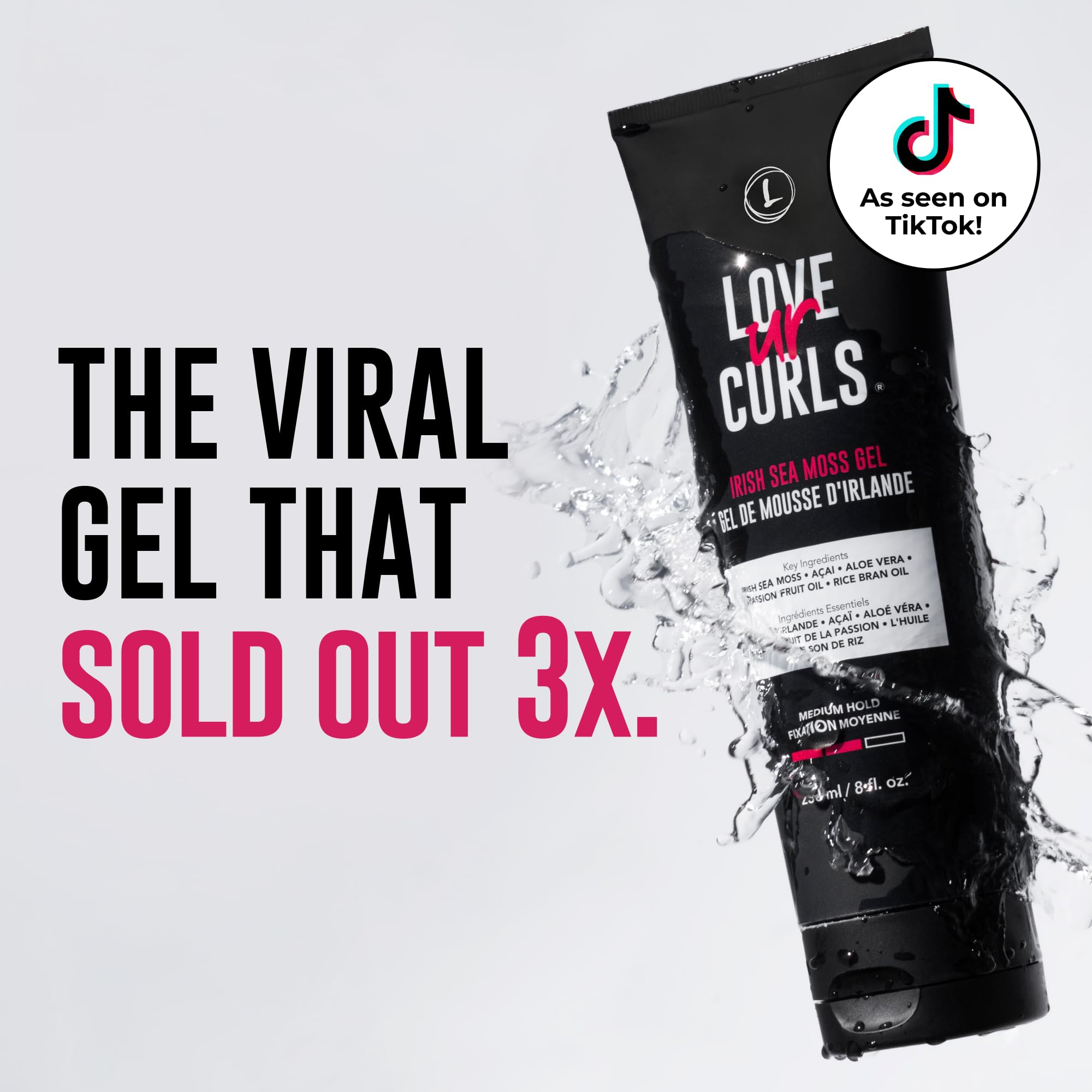 Love Ur Curls Irish Sea Moss Hair Gel — Medium Hold, Vegan & Cruelty-Free, 236mL