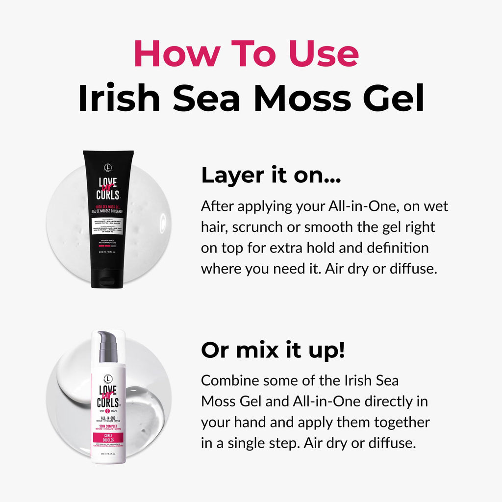 Love Ur Curls Irish Sea Moss Hair Gel — Medium Hold, Vegan & Cruelty-Free, 236mL
