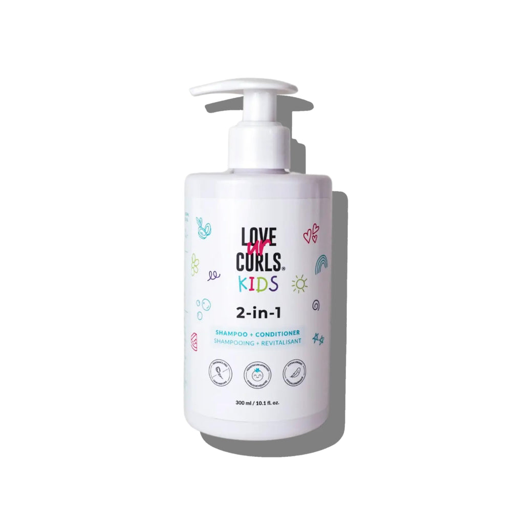 Love Ur Curls Kids LUCK 2in1 Shampoo & Conditioner – Fragrance Free, Tear Free, Pediatrician Approved, Sulfate & Paraben Free, 300 mL