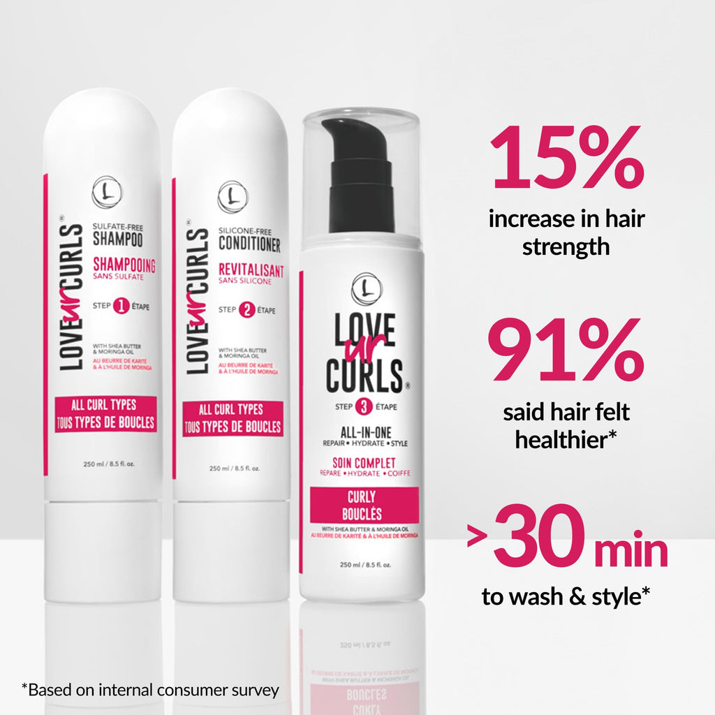 Love Ur Curls - Shampoo & Conditioner Set + All-in-One Curl Styler for Kinky & Coily Hair (3-Step System)