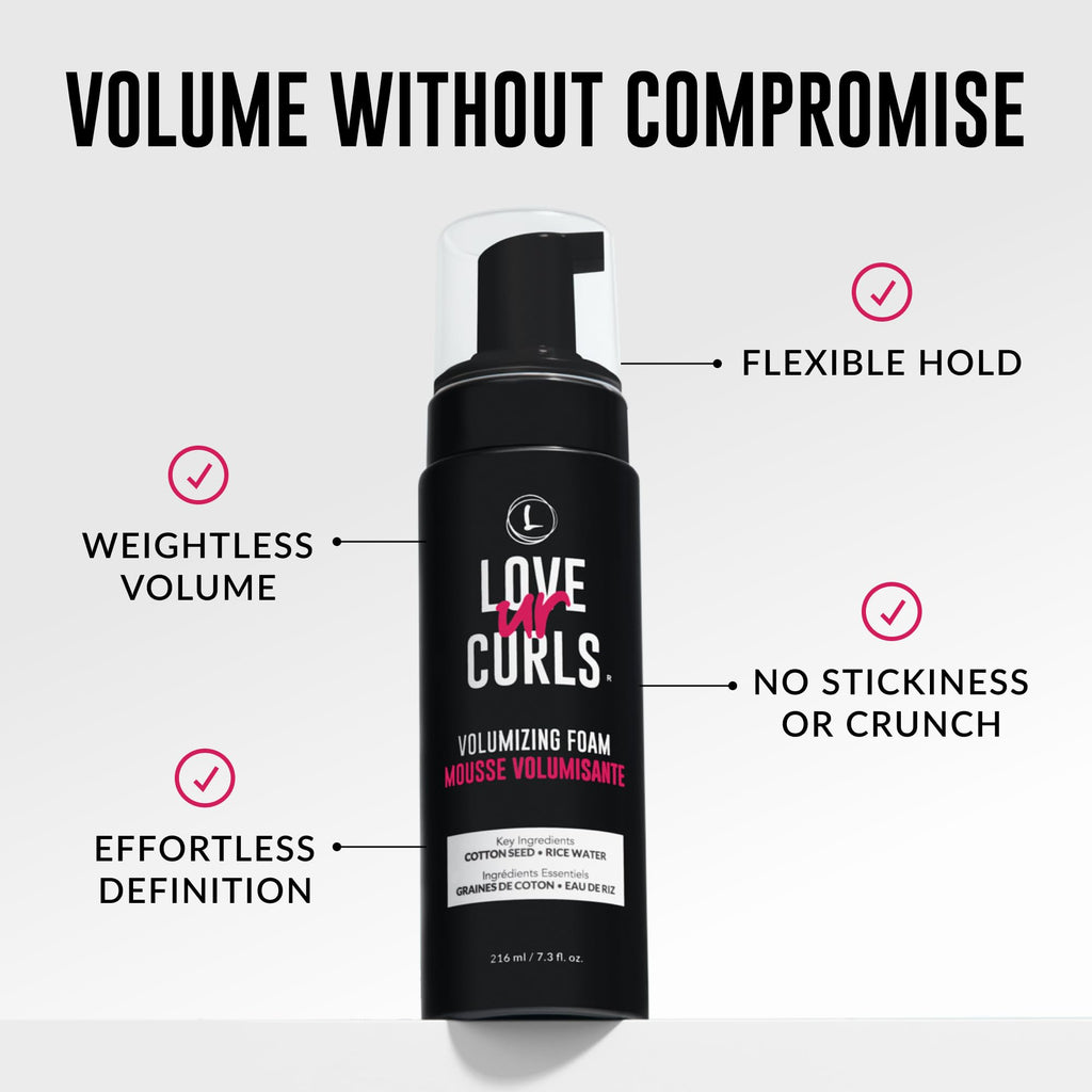 Love Ur Curls Volumizing Foam — Lightweight Mousse for Curly Hair, Volume & Definition, Frizz Control | Vegan, Silicone-Free, 7.3 oz