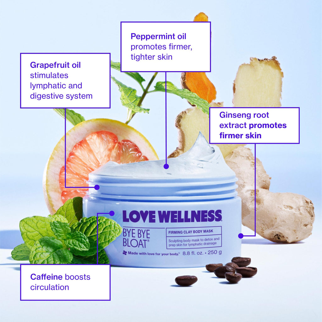 Love Wellness Bye Bye Bloat Firming Clay Body Mask – Lymphatic Hydration 250g
