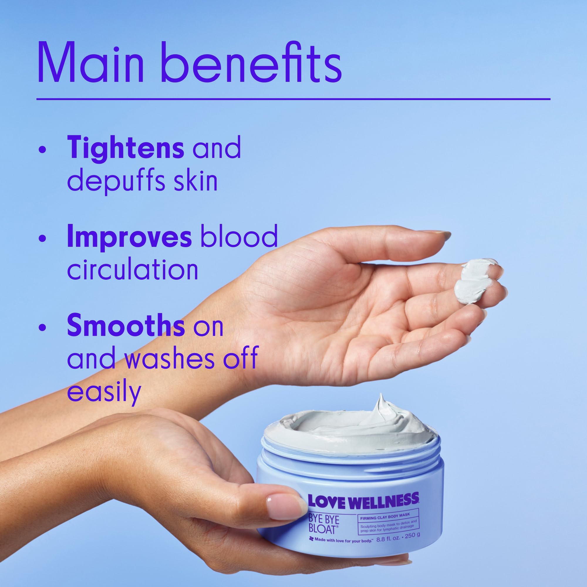 Love Wellness Bye Bye Bloat Firming Clay Body Mask – Lymphatic Hydration 250g