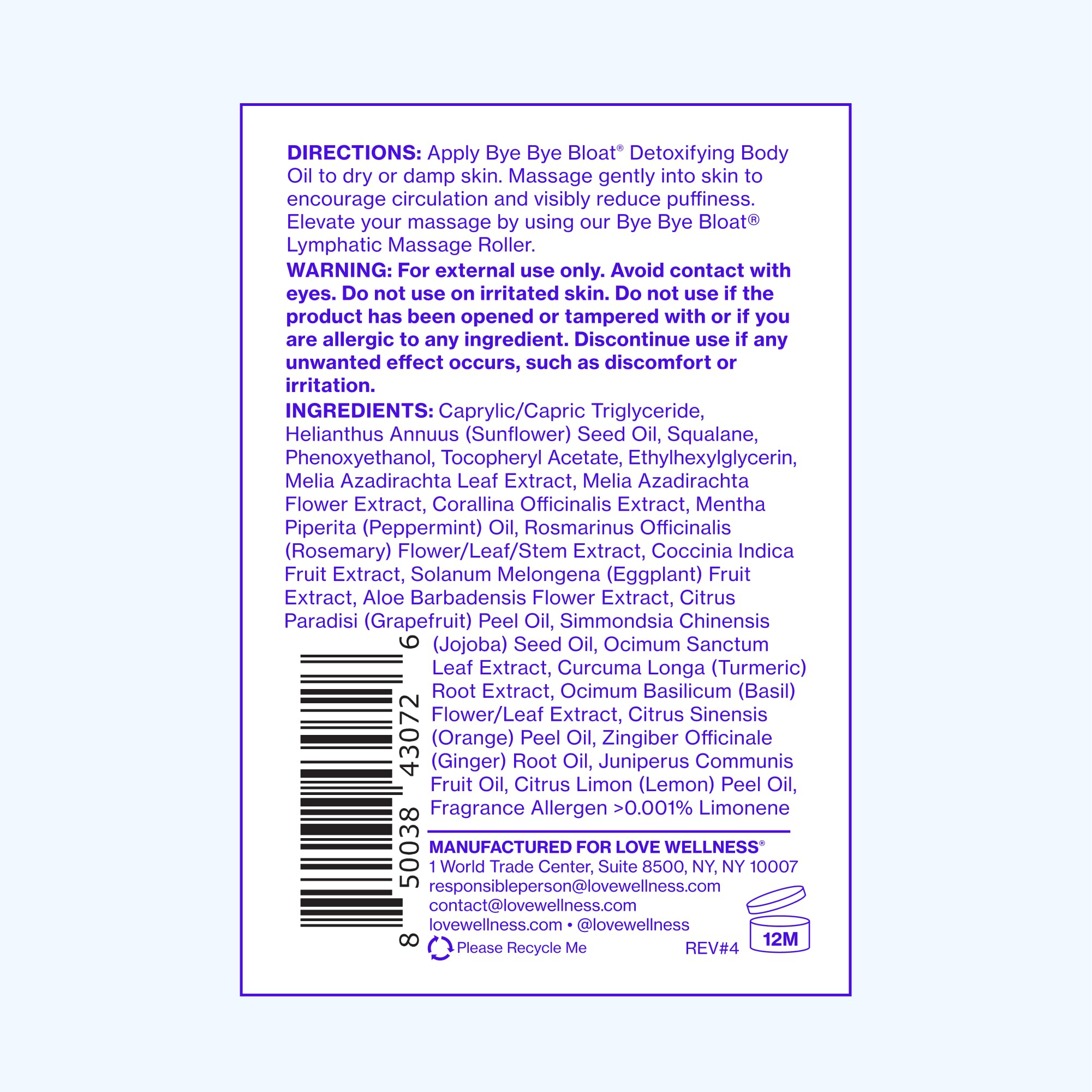 Love Wellness Bye Bye Bloat Detoxifying Body Oil – Hydrate & Depuff (100 mL)