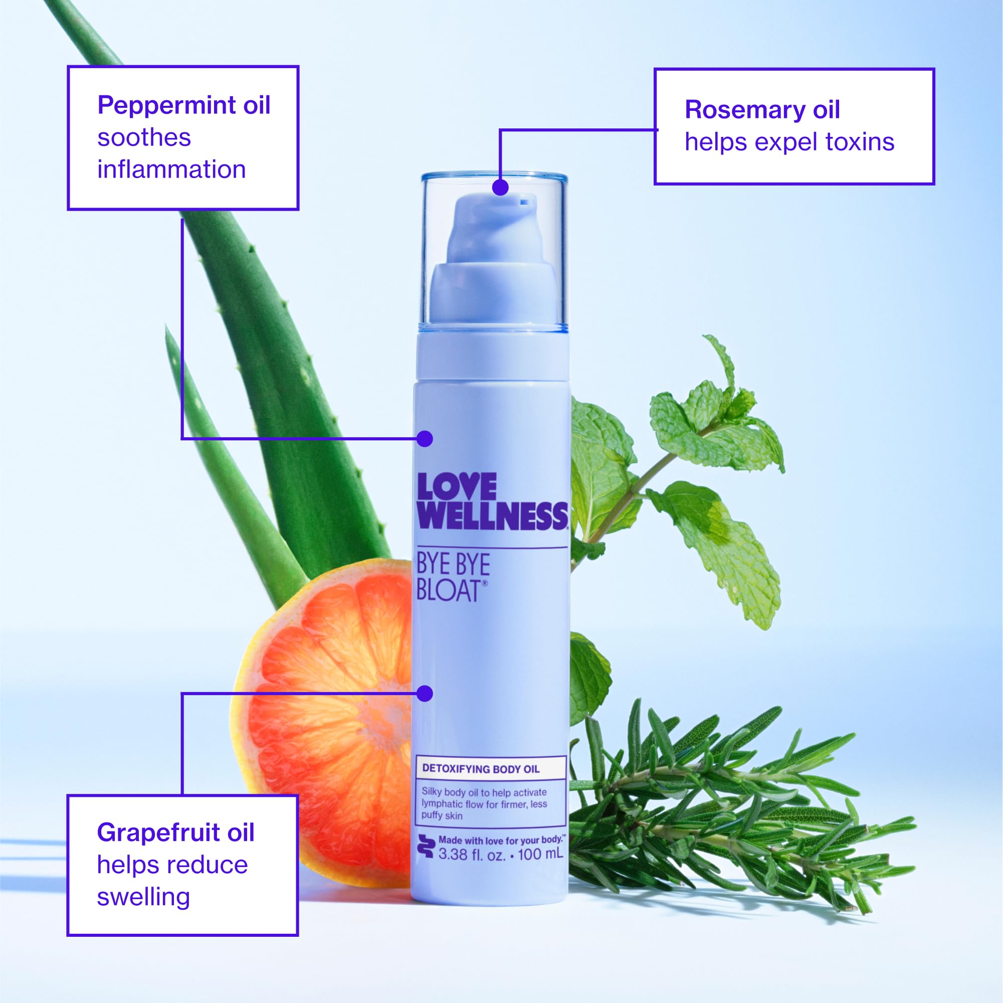 Love Wellness Bye Bye Bloat Detoxifying Body Oil – Hydrate & Depuff (100 mL)