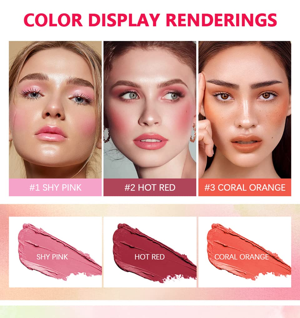 Lovelycat On-the-Go Makeup Blush Stick Set – Creamy, Long-Lasting Natural Nude for All Skin (3PC)