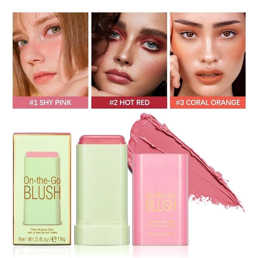 Lovelycat On-the-Go Makeup Blush Stick Set – Creamy, Long-Lasting Natural Nude for All Skin (3PC)