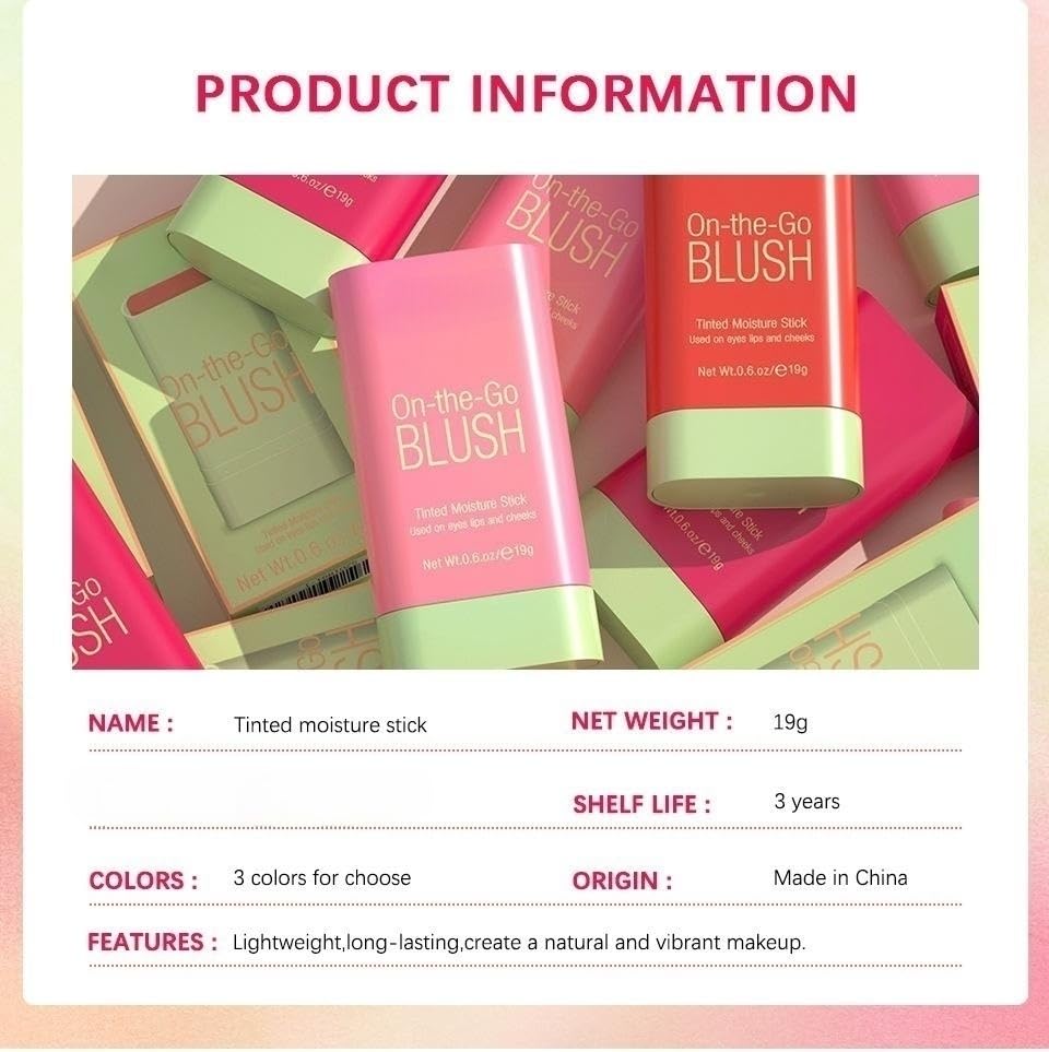 Lovelycat On-the-Go Makeup Blush Stick Set – Creamy, Long-Lasting Natural Nude for All Skin (3PC)