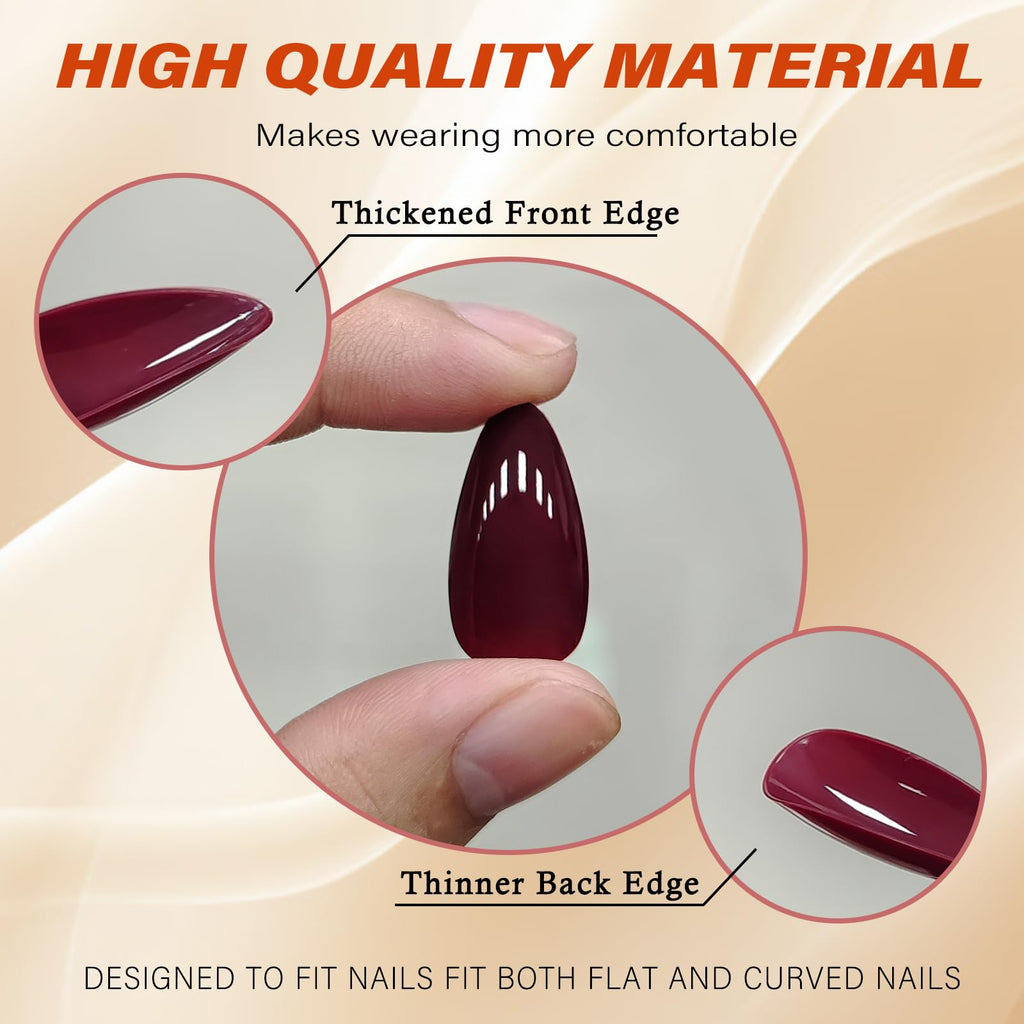LoveOurHome 576pc Medium Almond Press On Nails – Full Cover, 24 Colors